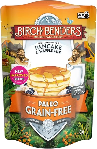 PALEO PANCAKE & WAFFLE MIX BY BIRCH BENDERS, KOSHER, GLUTEN-FREE, 12 OZ BAG