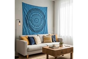 Furnishful Finesse Mandala Blue Ombre Tapestry Boho Wall Hanging Tapestries Wall Cloth Tapestry for Living Room Bedroom and H