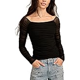 Lucky Brand Womens Ruched Squareneck Top