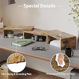 BONTEC Dual Monitor Stand Riser Rustic Brown with Phone Holder view 6