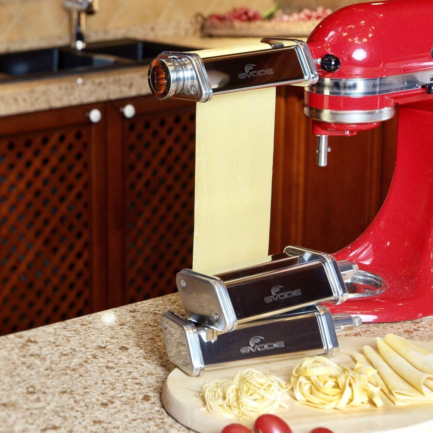 GVODE 3Piece Pasta Roller & Cutter Attachment Set for KitchenAid Stand