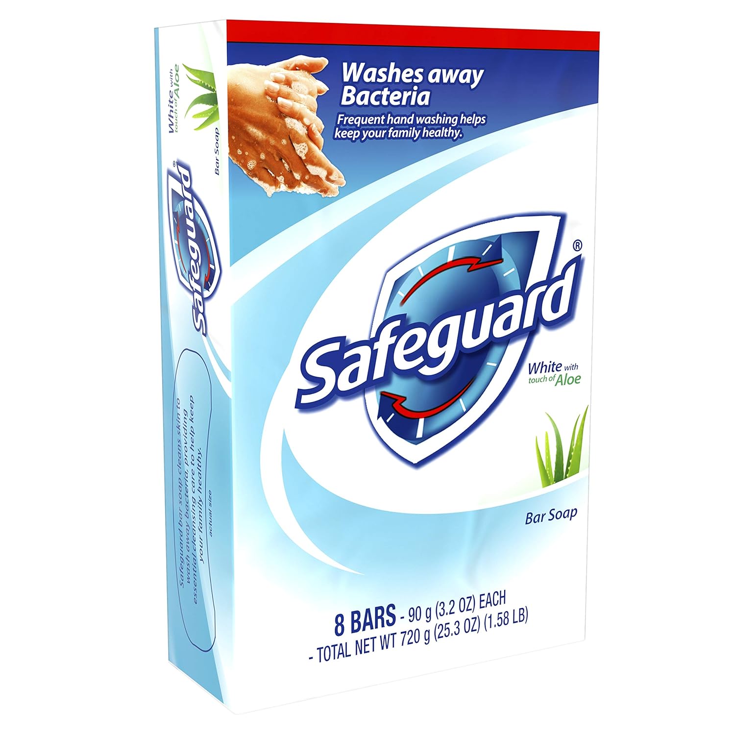 Safeguard Deodorant Bar Soap, Washes Away Bacteria, White with Touch of Aloe, 8 Bars, (Pack of 6, total of 48 Bars) : Beauty