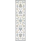 SAFAVIEH Metro Collection Runner Rug - 2'3" x 9', Ivory & Blue, Handmade Wool, Ideal for High Traffic Areas in Living Room, B