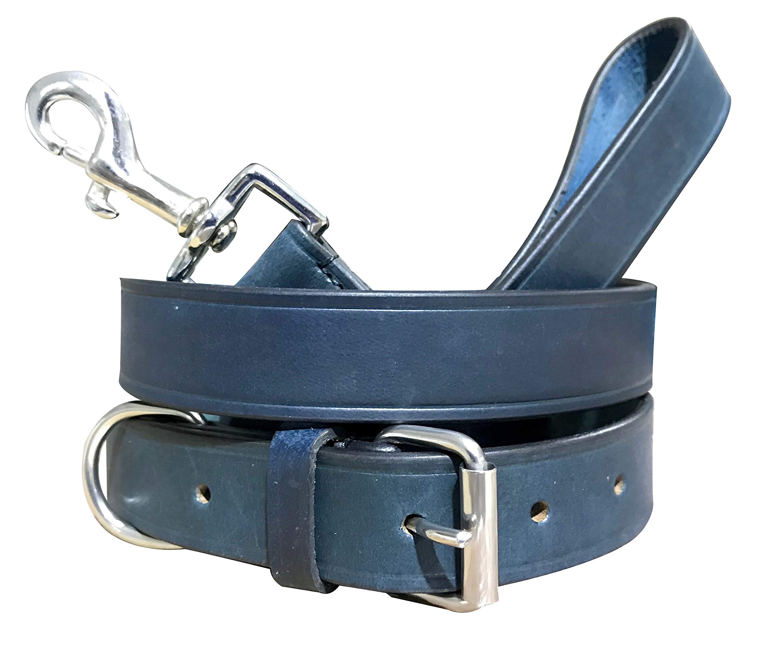 BRADLEY CROMPTON Genuine Leather Matching Pair Dog Collar and Lead Set L