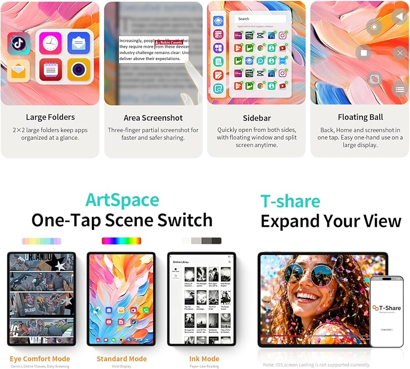 ArtPad Tablet 13.2 Pollici 2.2K 120Hz Tablets Android 16, T7300 2.2GHz Octa-Core, 10000mAh/18W, 48GB RAM+128GB(8TB TF), 4G LTE Doppio SIM 5G WiFi, Widevine L1/GPS/BT5.4, Gemini AI Tablet 2026