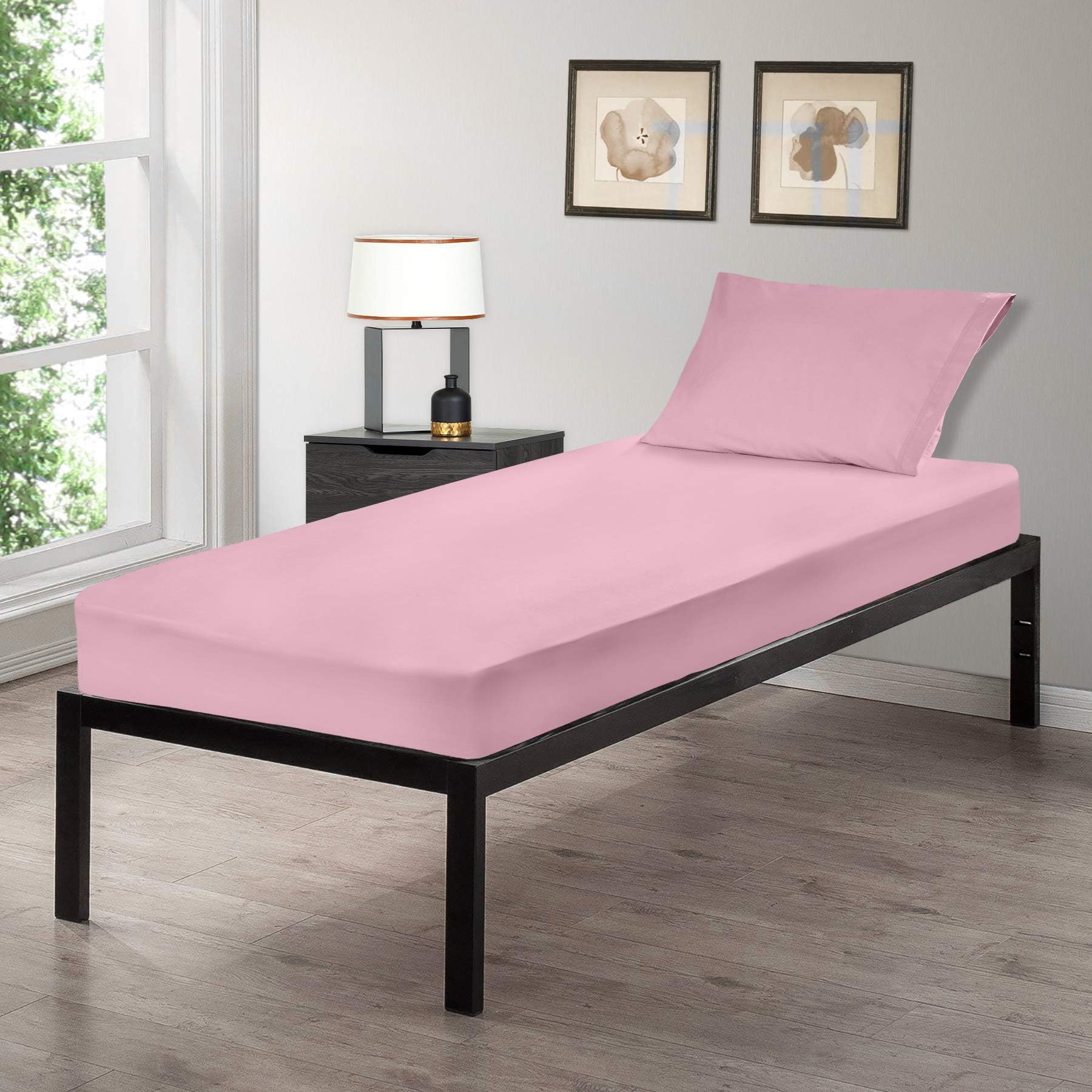 Gilbins 30" x 75" Cot Size 2-Piece Bed Sheet Set, Made of Ultra Soft Cotton, Perfect for Camp Bunk Beds / RVs / Guest Beds Pink