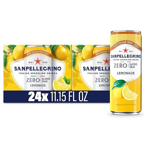 Sanpellegrino Zero Grams Added Sugar Lemonade Italian Sparkling Drink, 24-Pack Of 11.15 Fl Oz Cans, Sanpellegrino Italian Sparkling Drinks, Low-Calorie Sparkling Juice Beverages