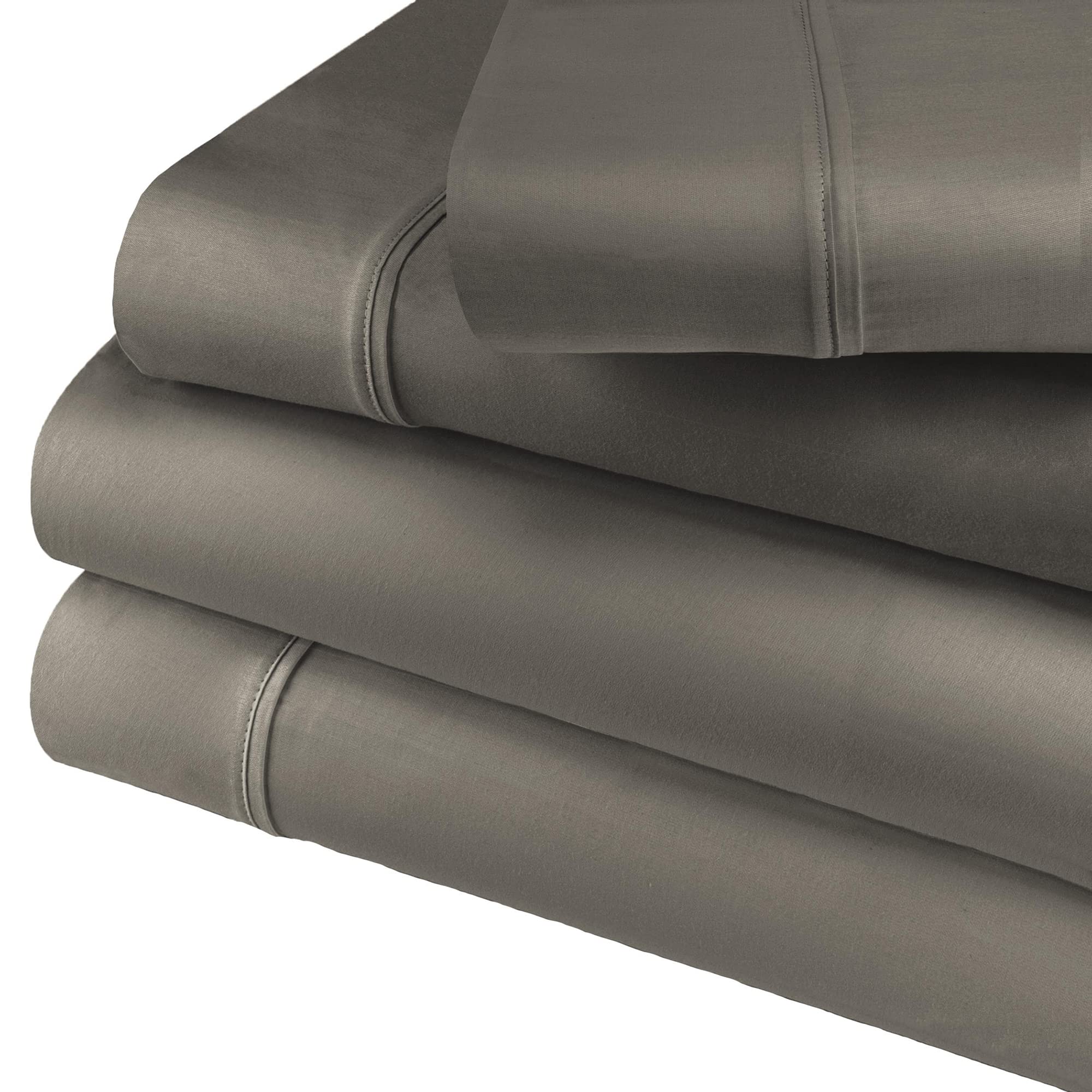 Superior 600 Thread Count Deep Pocket and Wrinkle Resistant 4-Piece Bed Sheet Set, Cotton Blend, Super-King, Grey — image 1