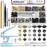 Hilitchi 103 Sets Leather Snap Fasteners Kit, 6 Colors 12.5mm Press Studs Metal Snaps Metal Button Snaps with Snap Pliers, Se