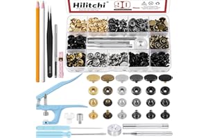 Hilitchi 103 Sets Leather Snap Fasteners Kit, 6 Colors 12.5mm Press Studs Metal Snaps Metal Button Snaps with Snap Pliers, Se