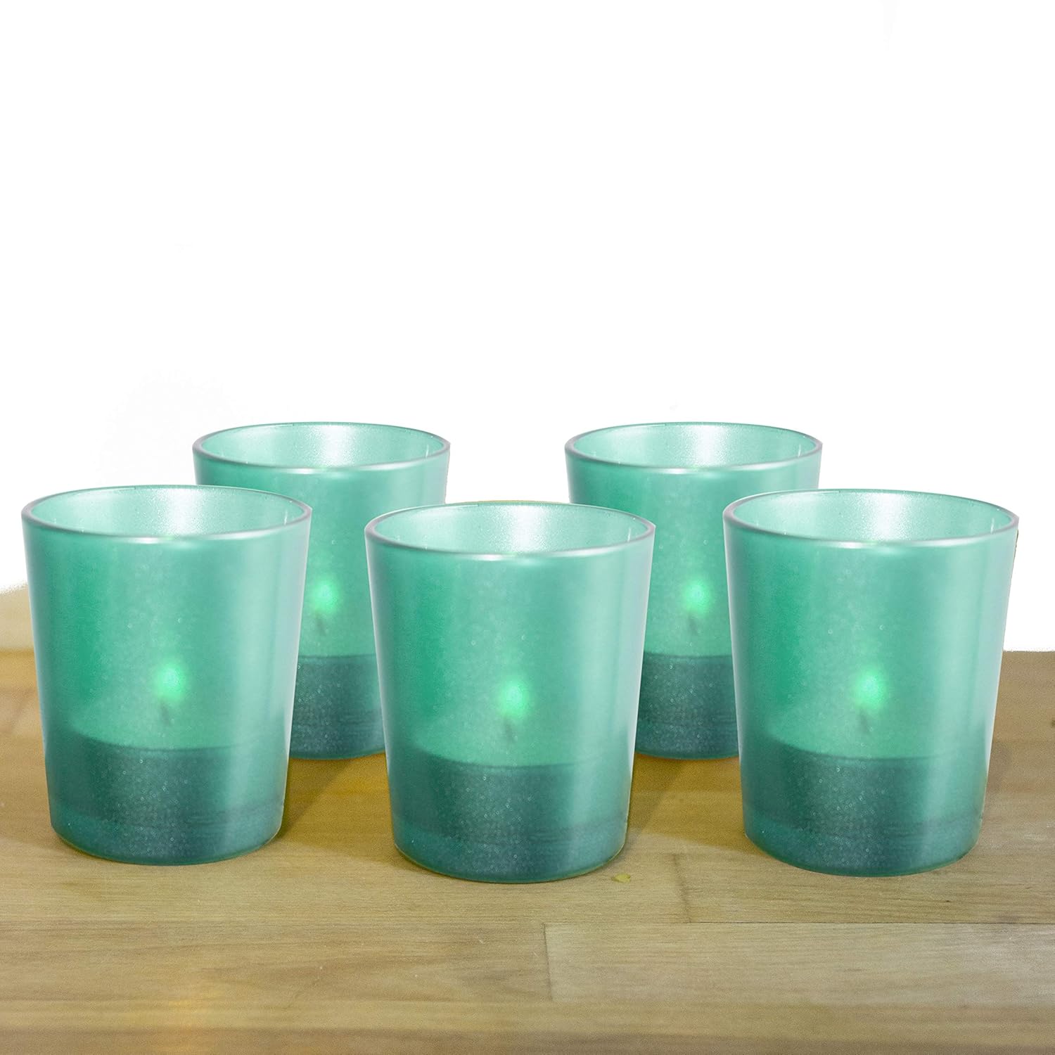Premium Set of 24 Emerald Green Opalescent Votive Candle