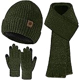 Pleneal Winter Hat Gloves Scarf Set for Women Men Warm Lining Beanie Hats Touchscreen Gloves Thick Soft Scarf