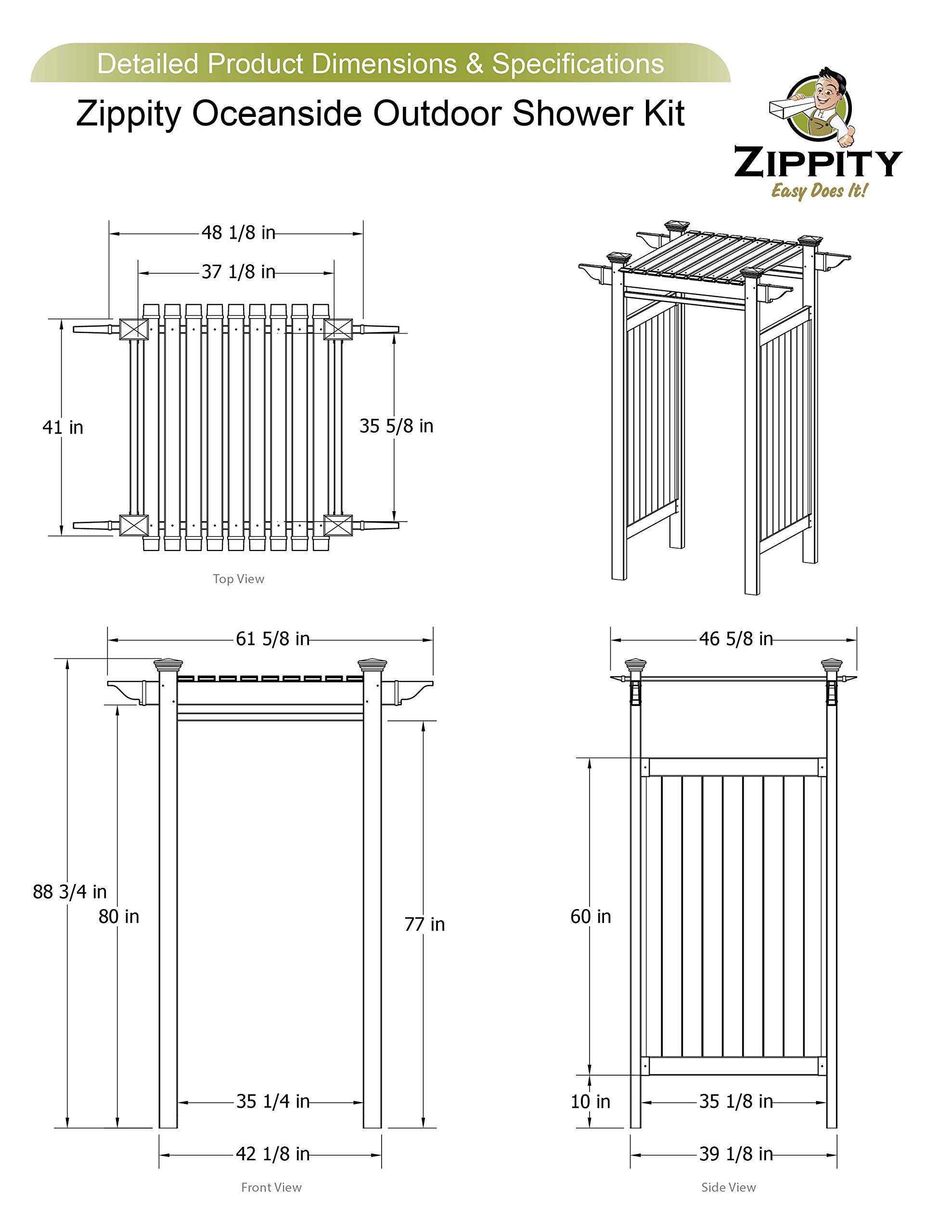 Zippity Outdoor Products ZP19024 Oceanside Vinyl Shower Kit Enclosure