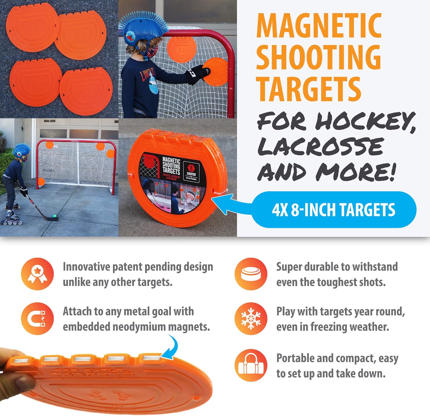 Top Shelf Targets Sniper 8-inch Magnetic Shooting Targets (4 Pack Set) for Hockey and Lacrosse Excellent Practice Tool & Training Equipment : Sports & Outdoors