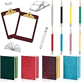 Sumind 4 Pieces Miniature Books with 8 Pcs Pencils and 2 Pcs Clipboards Mini House Decoration Accessories Coloring House Play Set for Miniature Room, DIY Crafting(Simple Style)