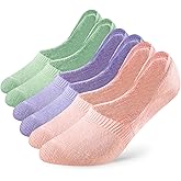 Leotruny 6 Pairs Unisex Thick Cushion Athletic Cotton Non Slip Low Cut Flat Liner No Show Socks
