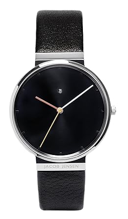Jacob Jensen Herren Analog Quarz Uhr mit Leder Armband Dimension Series Item NO.: 842