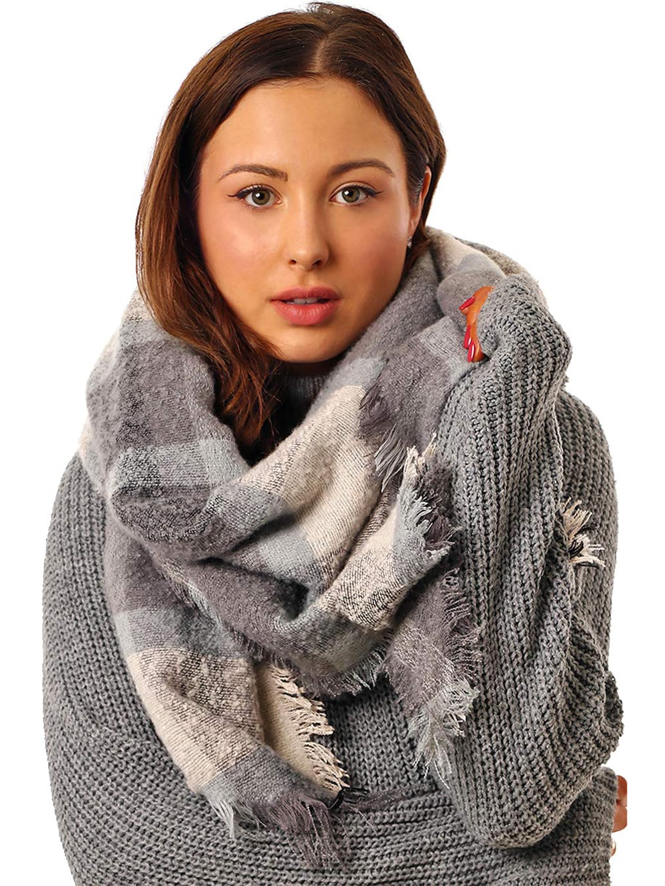 Style Slice Women's Tartan Scarf Thick Warm Blanket Ladies Scarves, Plaid Check Long Large Oversized Soft Shawl and Wrap Christmas Gifts for Women