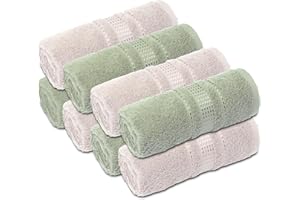 Melissa Linen, Fingertip Towels 8 Pack, 100% Turkish Cotton, Small Hand Towels for Body and Face, 12 x 18 in, Soft and Absorbent, Quick Dry, (Mint-Beige Fingertip Hand Towels)