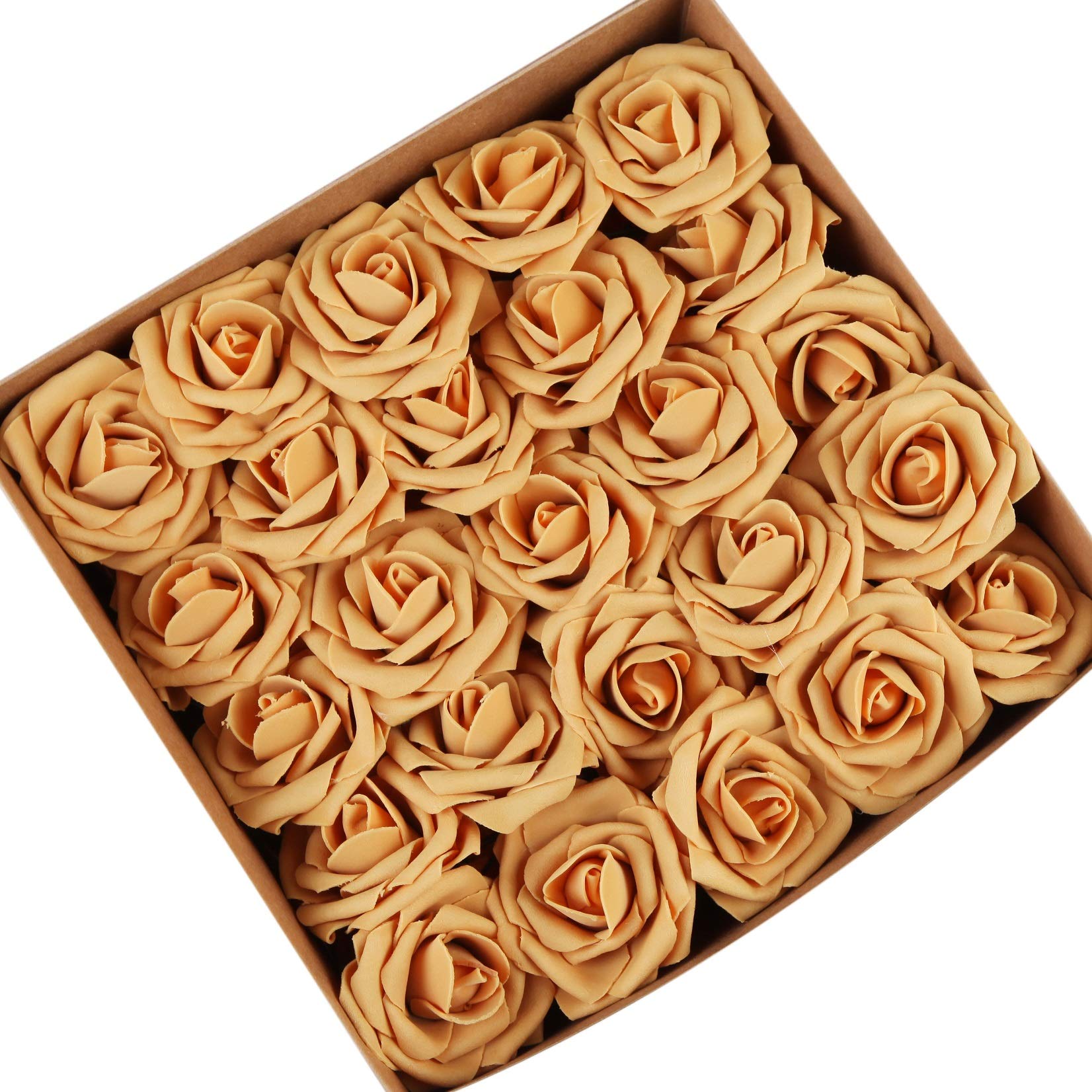 The Chair Cover Company Artificial Flowers Roses 50pcs Real Looking DIY Wedding Bouquets Centerpieces Arrangements Party Baby Shower Party Home Decorations (Gold)