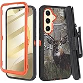 Thousandgear Compatible for Samsung Galaxy S25 Plus Case, Screenless, Rugged & Durable, with Port Protection, Includes Belt Clip Holster Clip Kickstand (Deer)