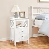 Yaheetech Bedside Tables Set of 2 White Nightstand with 2 Drawers 60cm view 2