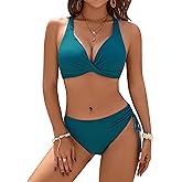 Blooming Jelly Womens Bikinis Sets Push Up Two Piece Bathing Suit Criss Cross Fixed Cup Swim Suit Cheeky Bikini Swimsuit