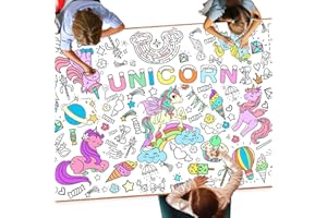 DDMY Unicorn Birthday Tablecloth Giant Coloring Poster, 72 x 35.5 Inch Versatile Drawing Paper Table Cover for Classroom Wall Décor/School Party/Family Activity Unicorn Art Coloring Paper for Kids