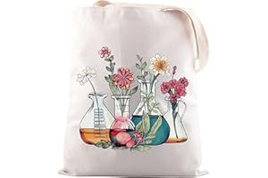 JNIAP Laboratory Gift Floral Beakers Chemistry Lab Scientist Tote Bag Biology Teacher Gift