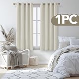 Deconovo Light Beige Ring Top Curtain 52x54 Darkening Bedroom Panel view 2
