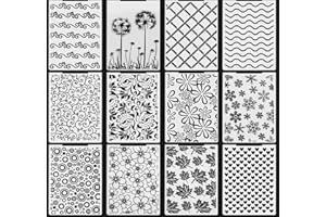 QSZKEER 12Pcs Plastic Embossing Folders for Card Making Embossing Machine Template Mold Paper Card Embossing Stencil Flower Leaf Embossing Folder for Scrapbook Photo Album DIY Craft Decoration,4.1 x 5.8inch