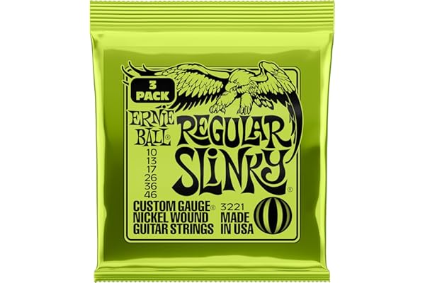 Ernie Ball Regular Slinky Nickel Wound Electric Guitar Strings 3-pack, 10-46 Gauge (P03221)