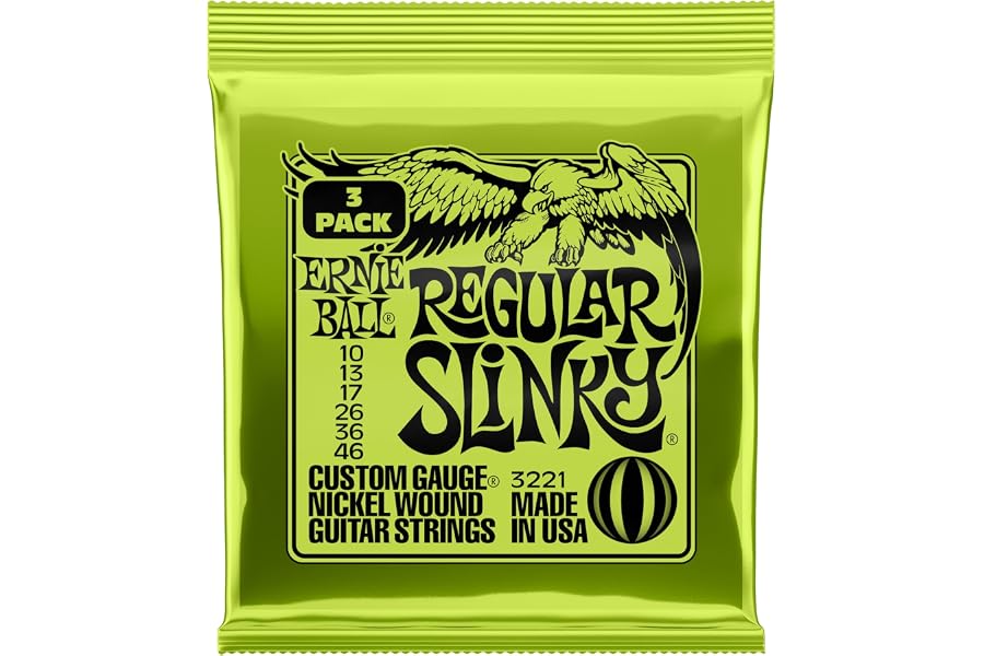 Ernie Ball Regular Slinky Nickel Wound Electric Guitar Strings 3-pack, 10-46 Gauge (P03221)