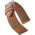 STUNNING SELECTION ALPINE Genuine Perforated Leather for Watch Band - Quick Release Replacement Watch Bands for Women & Men - Stainless Steel Buckles - Compatible with Regular & Smart Watch Bands