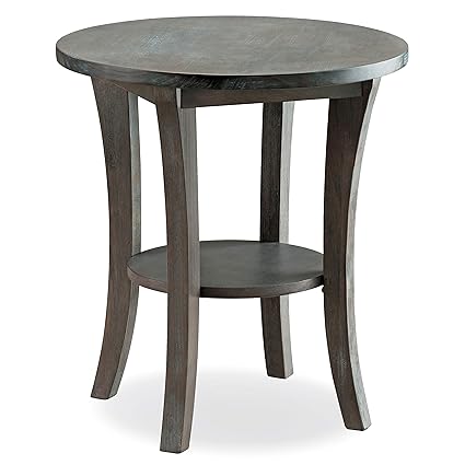 Leick Furniture 10302 Rg Rustic Wire Brushed Driftwood Round Side End Table Gray