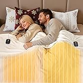 WOOMER Heated Blanket King Size 100" x 90", Electric Blanket with Dual Controllers, 0.5-12 Hours Timer & 10 Heating Levels, ETL Certified, White Double-Sided Velvet, Machine Washable