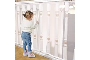 MINNE BABY Banister Guard for Baby - 10ft x 3ft, Child Safety Net, Stair Railing Proof Mesh for Kids, Toys, Pets - White