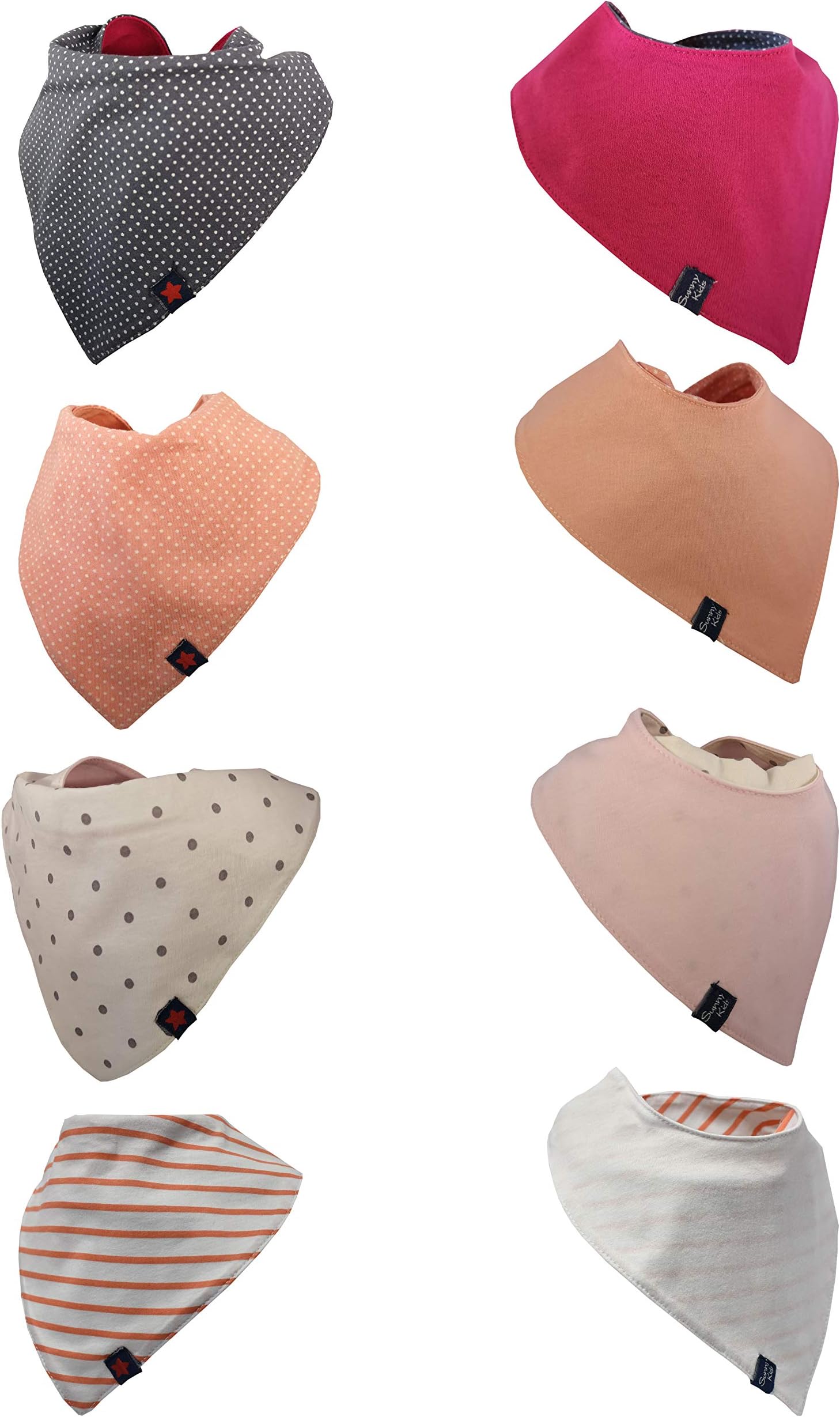 Baby Bibs Newborn Boys and Girls Reversible with Adjustable Snaps: Baby Bandana Dribble, Drool and Feeding Bibs Pack of 4, Unisex, 100% Organic Eco Cotton on Both Sides, Soft & Absorbent