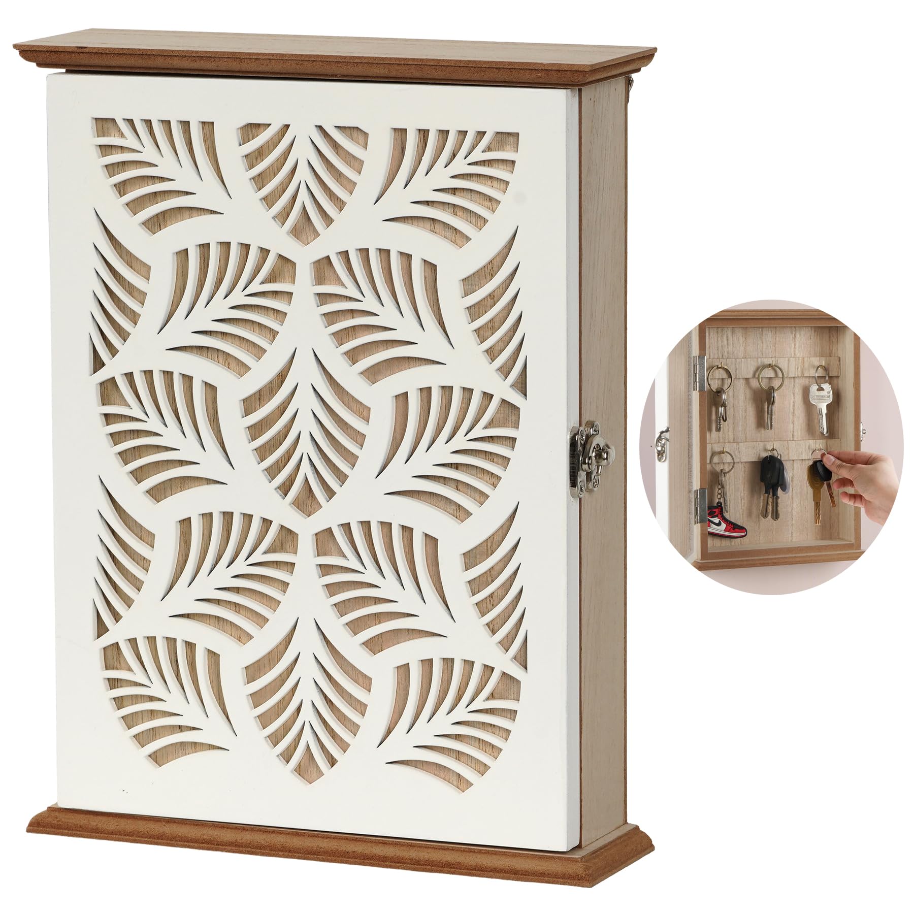 AHUONEL Wooden Key Holder - Wall Mounted Key Rack