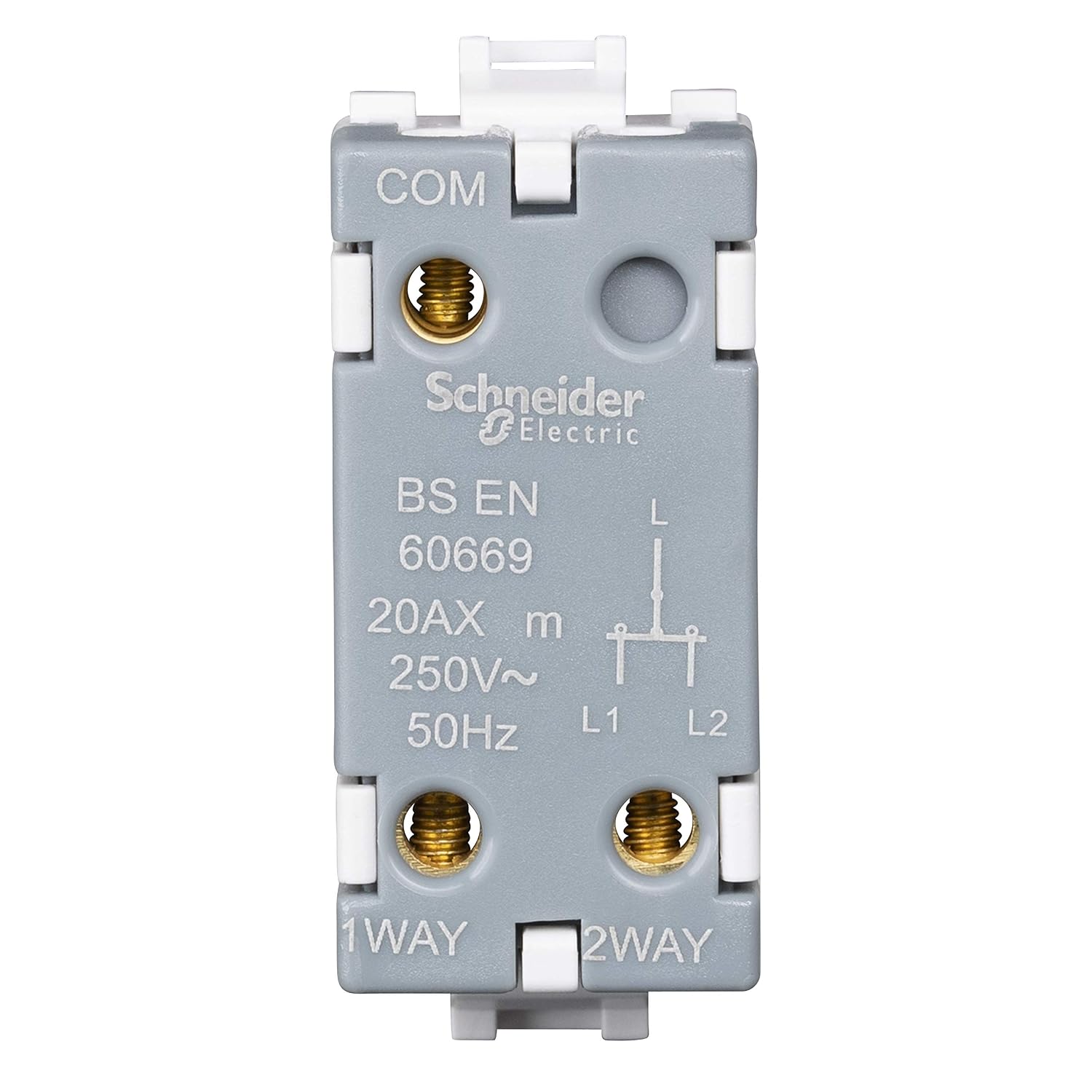 Schneider Electric Ultimate Grid System - Single 2 Way Switch Module, 20AX, GUG2020MW, White, Pack of 6 - Image 5