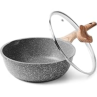 Caannasweis Nonstick Pan, Nonstick Deep Frying Pan, Nonstick Stone Saute Pan with Lid, Griddle Pan Soft Touch Handle…