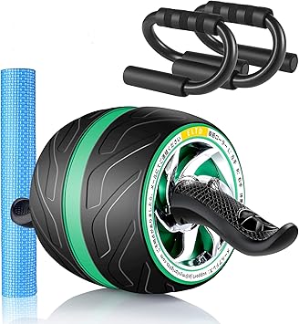 Amazon Eltd 腹筋ローラー アプローラー 筋トレローラー 自動リバウンド式 静音 取り付け簡単 滑りやめ 膝マットと腕立て台付き 高耐久性 緑 Eltd 腹筋器具