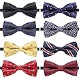 AUSKY 8 PACKS Elegant Adjustable Pre-tied Bow Ties for Men Boys (1&4&5&6&8 Pack for option)