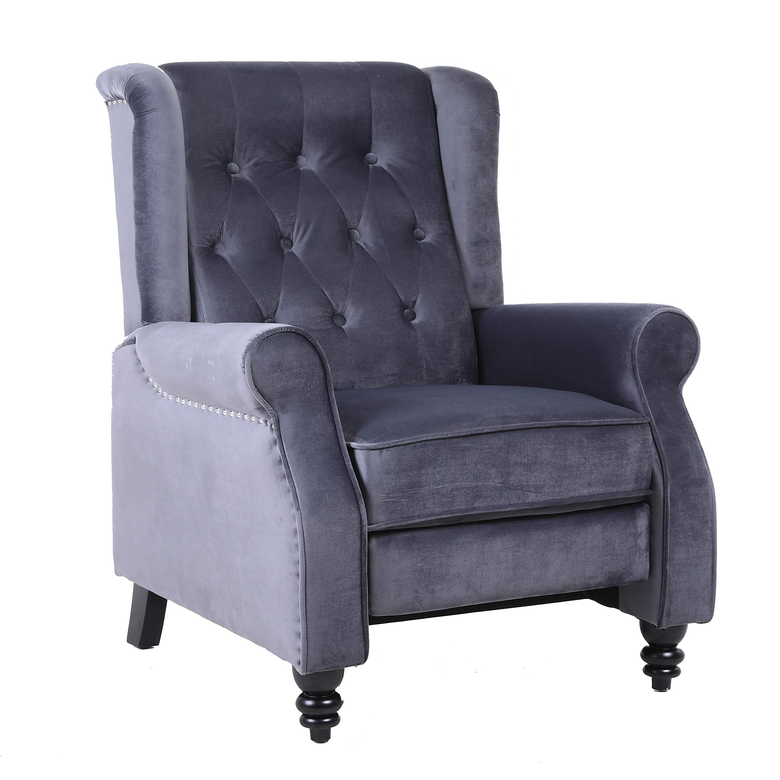 grey tufted recliner