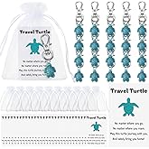 Landical Travel Turtle Keychain Bulk Good Luck Small Sea Turtle Keychain Positive Inspirational Charm Gifts with Organza Bag