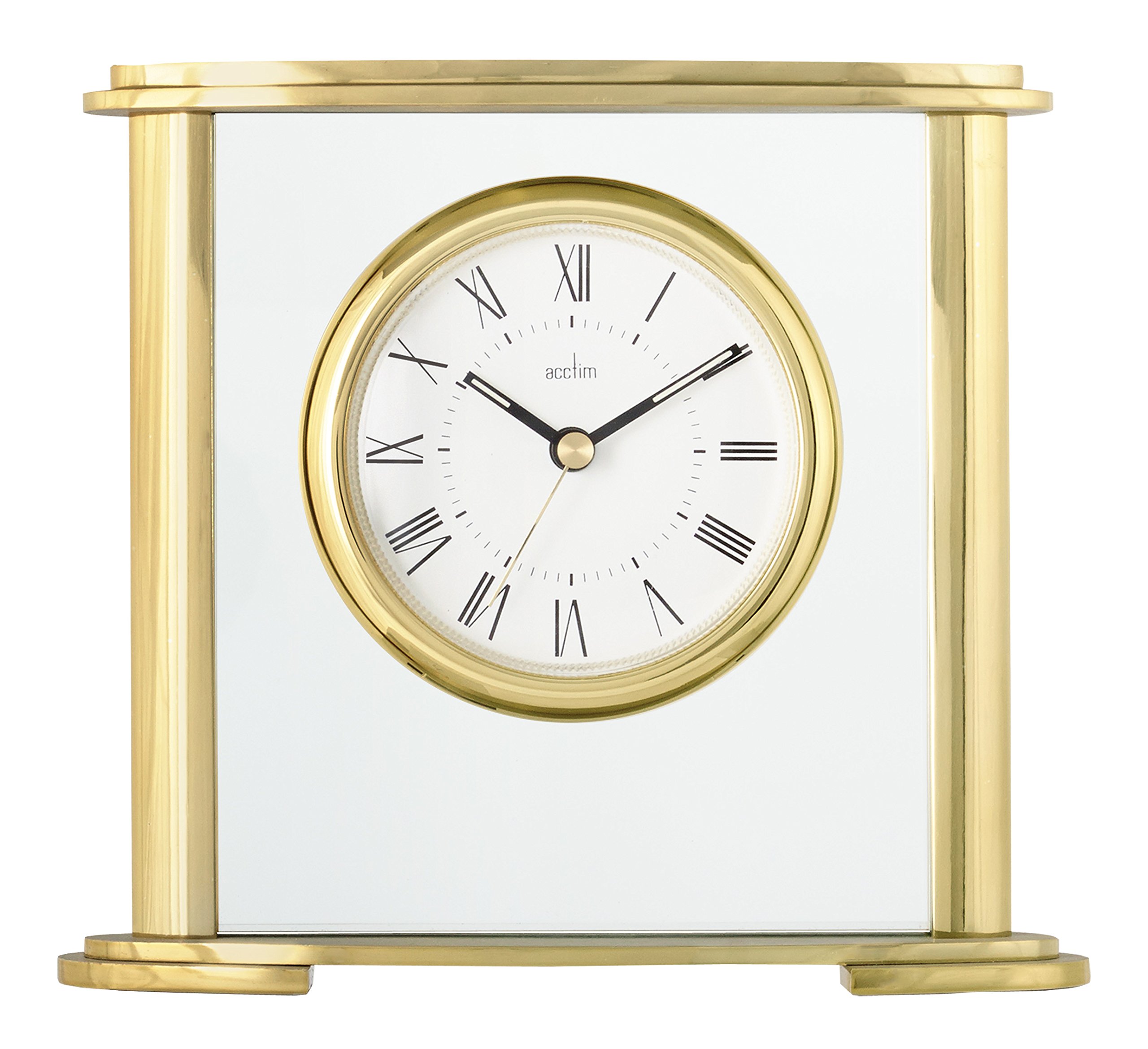 Acctim Colgrove Mantel Clock Quartz Polished Metal & Glass Floating Effect Gold