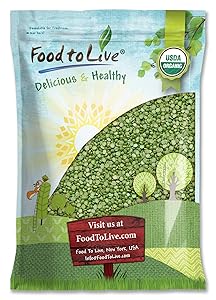 Organic Green Split Peas, 10 Pounds - Non-GMO, Kosher, Raw, Dried, Great for Pea Soup, Rich in Protein and Fiber, Bulk, Product of Canada