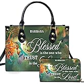 Personalized Christian Leather Handbag, Jesus Christian Tote Bag, Bible Purse, Religious Bags Gift for Mom, Women