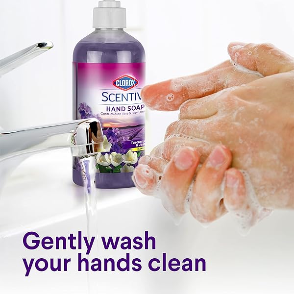 CLOROX SCENTIVA LIQUID HAND SOAP, TUSCAN LAVENDER & JASMINE SCENT – BLEACH-FREE SCENTED HAND HAND WASH WITH ALOE VERA & PROVITAMIN B5 FOR KITCHEN OR BATHROOM, 14 FL OZ