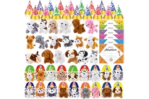 Gejoy 72 Pcs Adopt a Puppy Supplies Party Favors Include 18 Mini Plush Dog 18 Pet Birthday Hats 18 Puppy Adoption Certificate 18 Kraft Boxes for Pet Birthday Party Set Gifts(Novelty Dog)